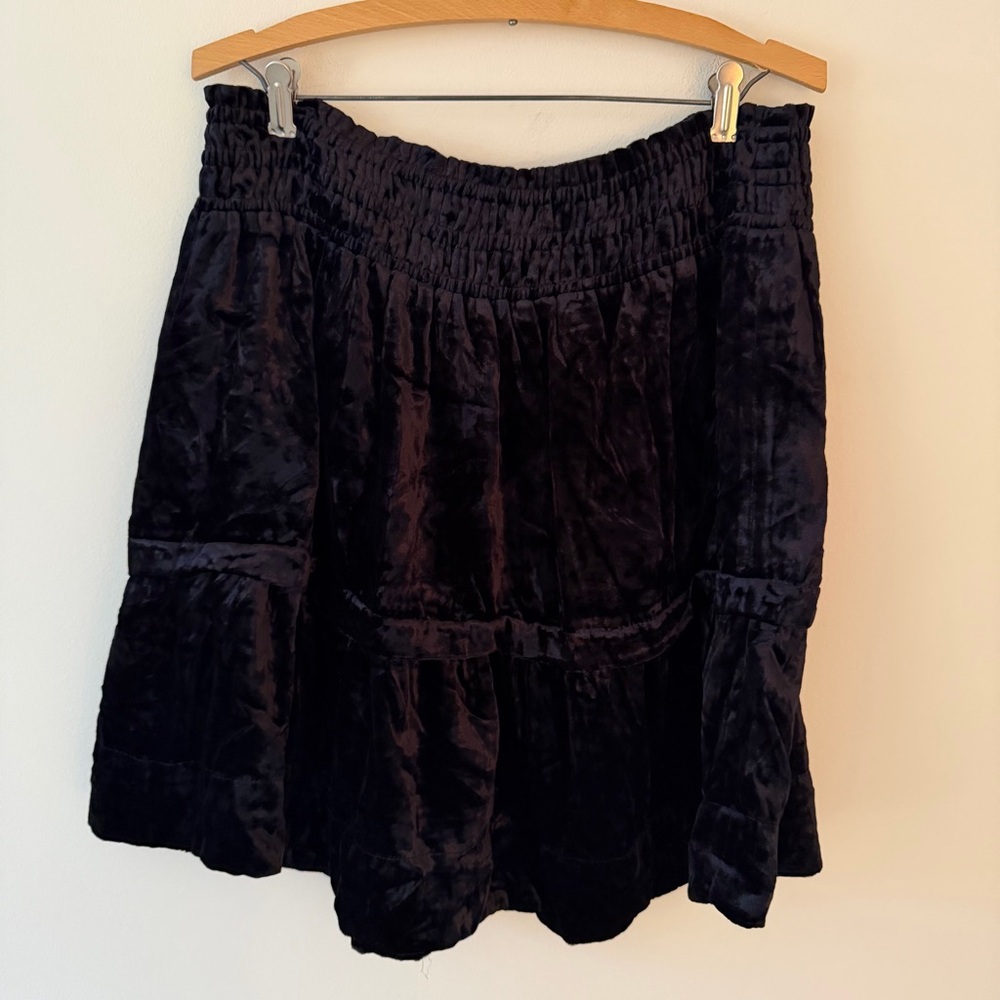 NWT Anthropologie by Anthropologie Somerset Velvet Mini Skirt Black Size XL - Picture 2 of 9